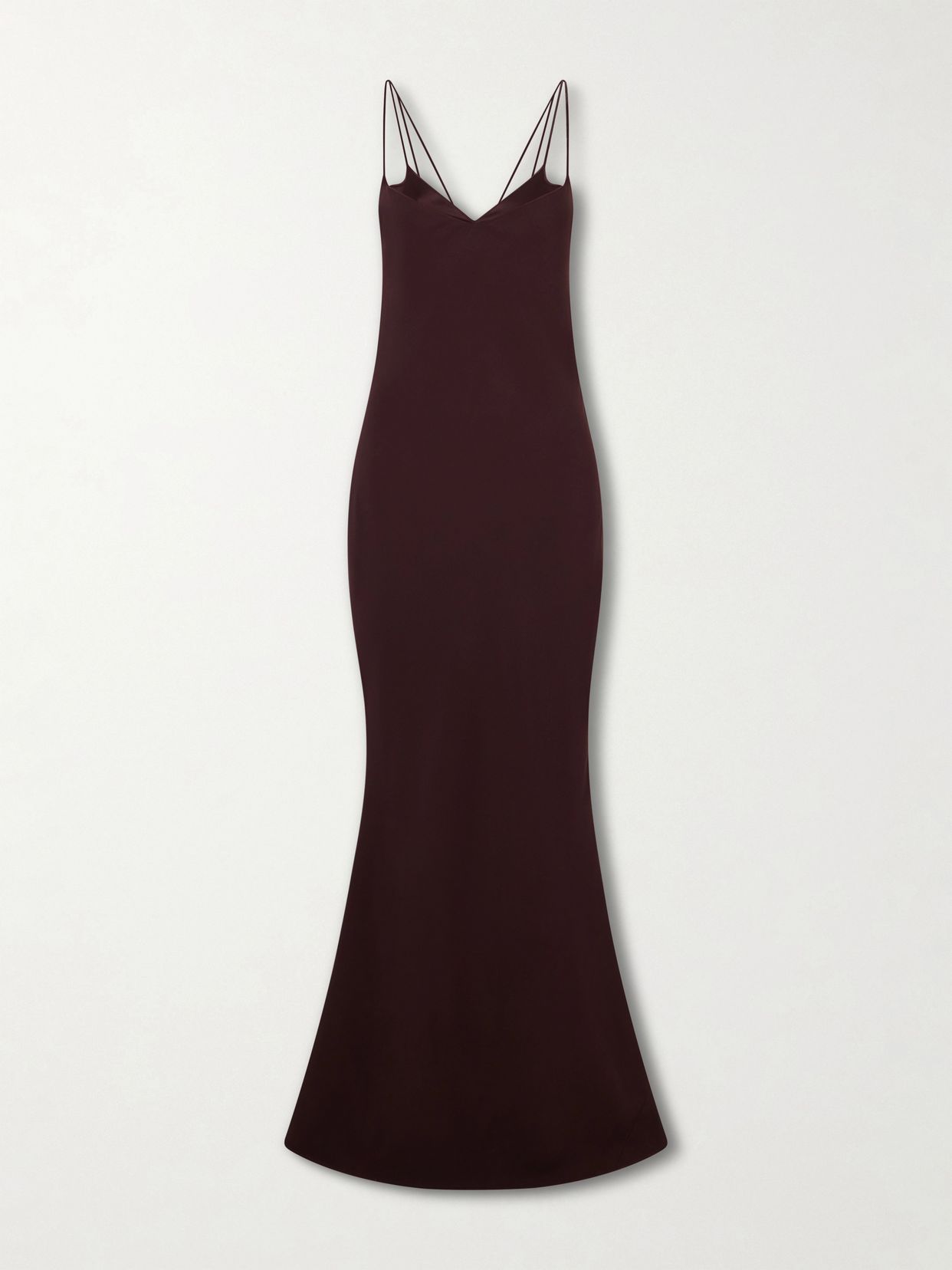 maroon enverse satin gown