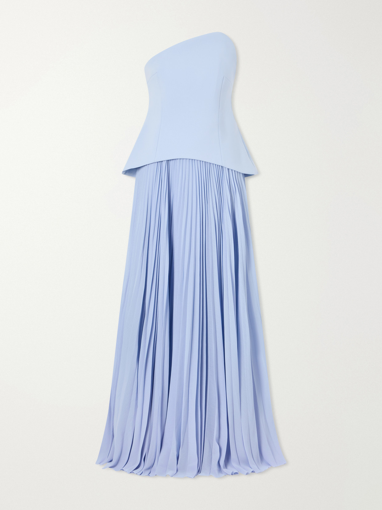 Solace London Britt Pleated Crepe Gown In Blue