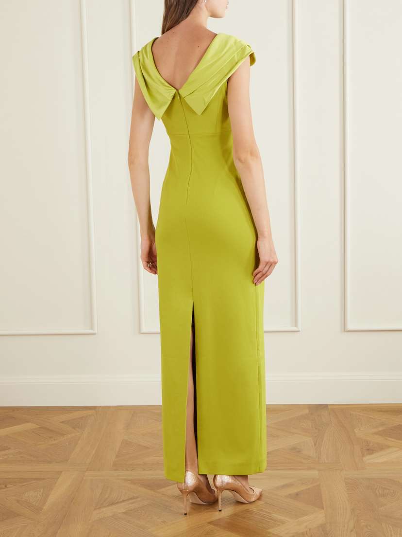 Solace London Adele Draped Satin-trimmed Crepe Maxi Dress | Thumbnail 3 Solace London Adele Draped Satin-trimmed Crepe Maxi Dress | Thumbnail 3
