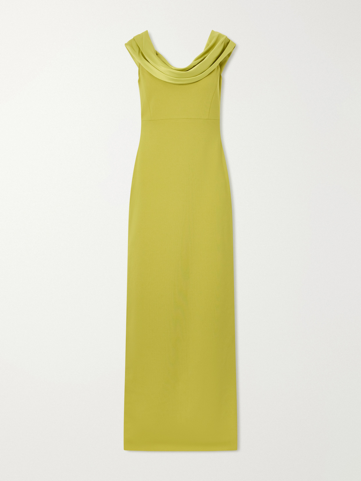 Solace London Adele Draped Satin-trimmed Crepe Maxi Dress In Yellow