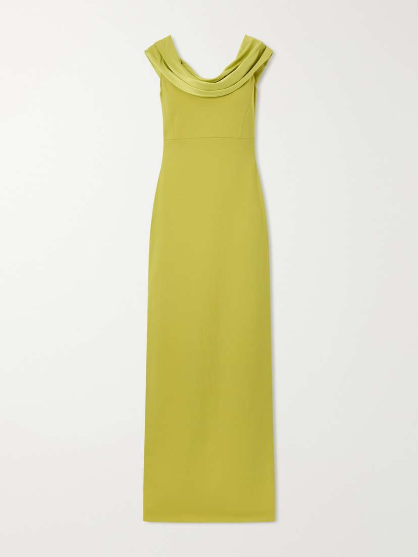 Solace London Adele Draped Satin-trimmed Crepe Maxi Dress