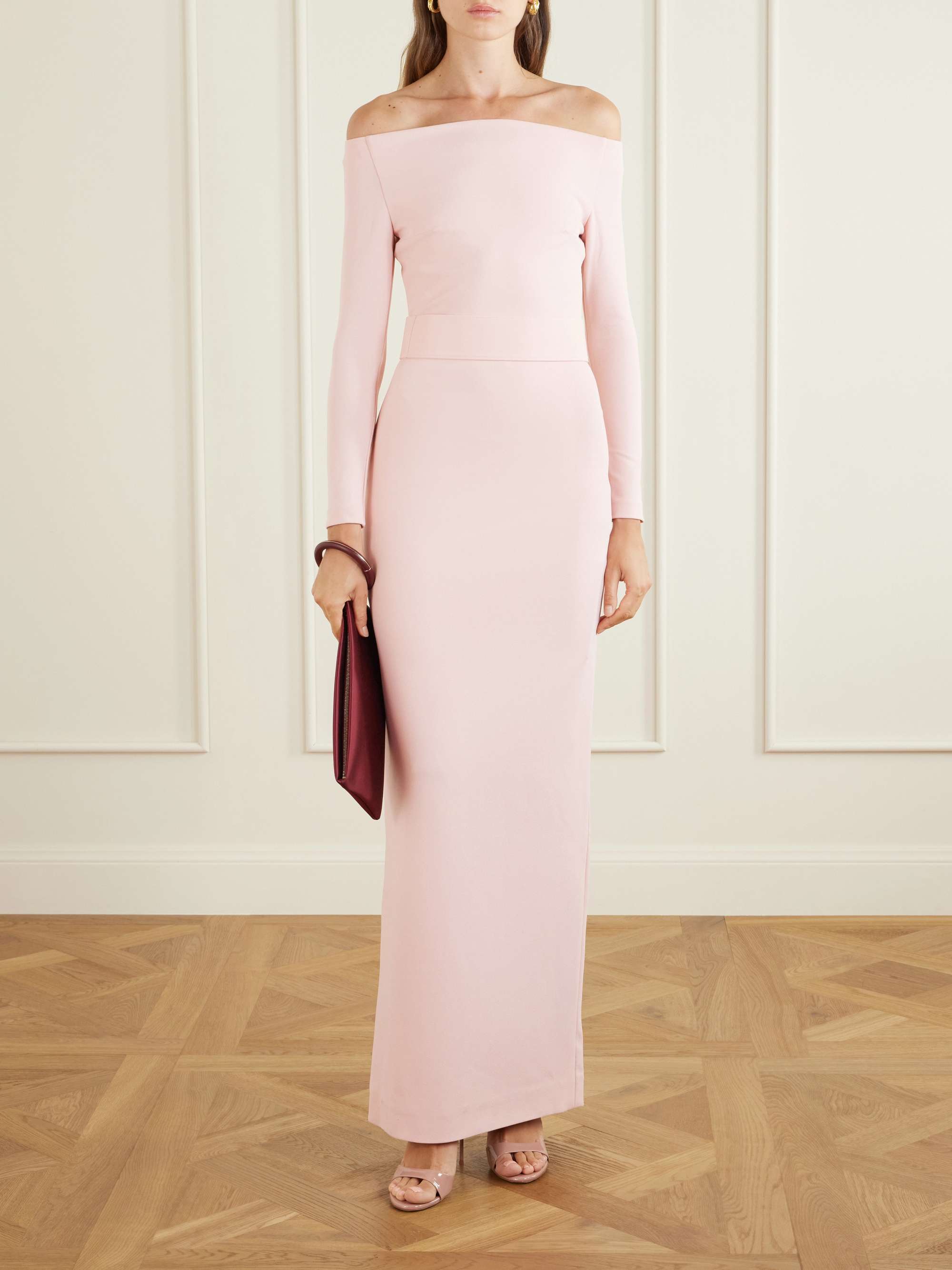 SOLACE LONDON Sabina off-the-shoulder stretch-crepe maxi dress