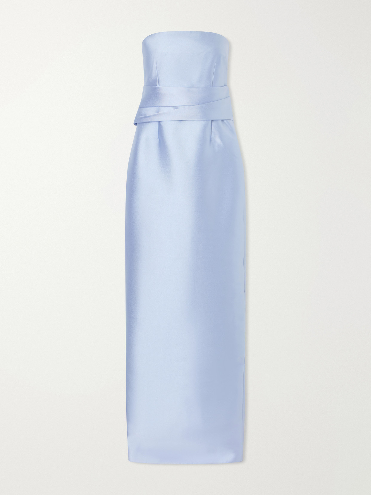 Solace London Ingrid Pleated Satin-twill Gown In Blue