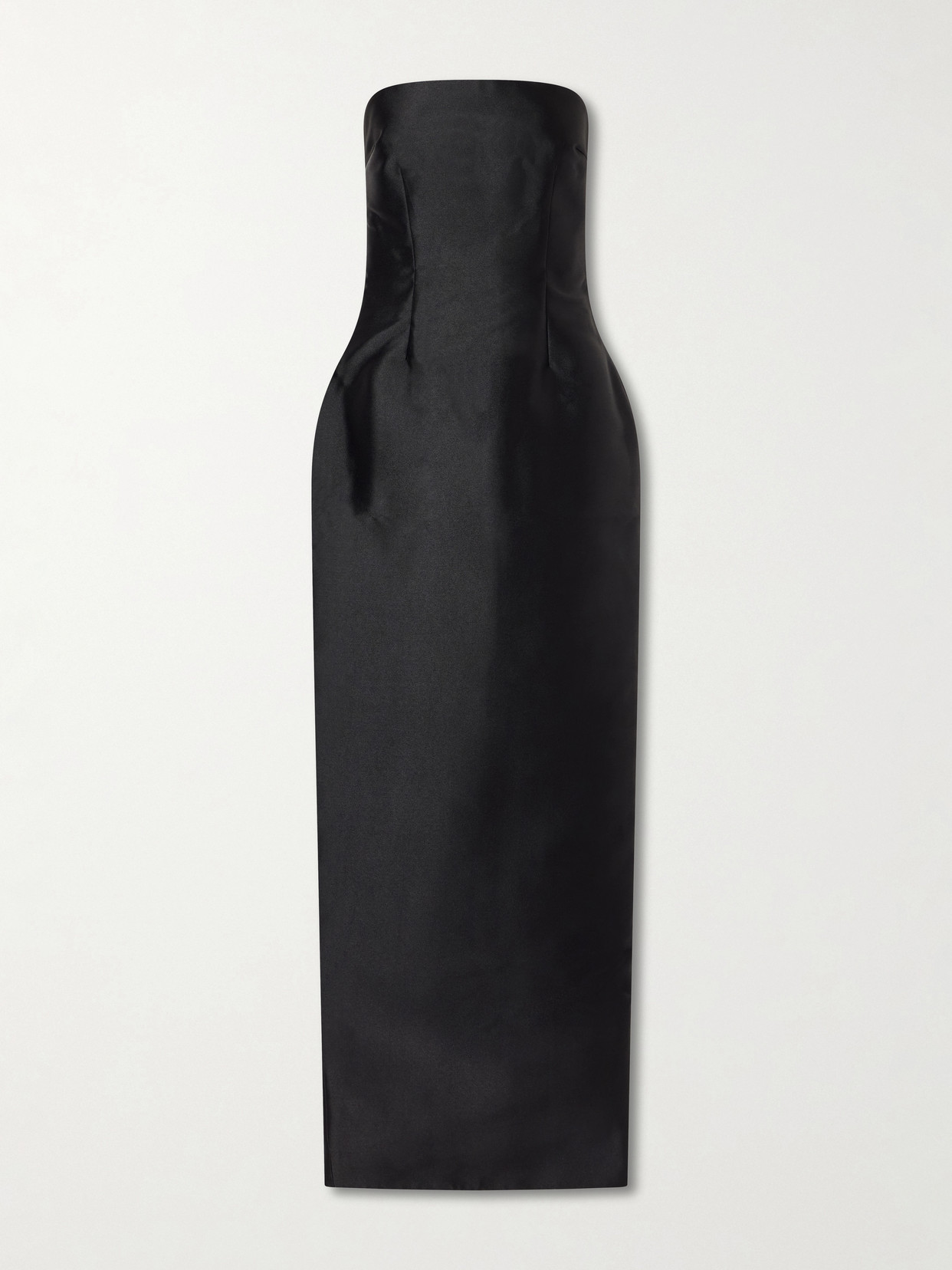 Solace London Ingrid Pleated Satin-twill Gown In Black