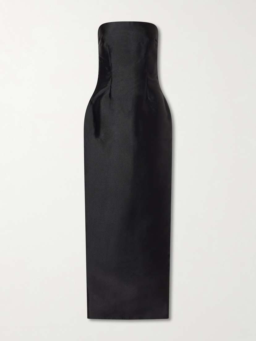 Solace London Ingrid Pleated Satin-twill Gown