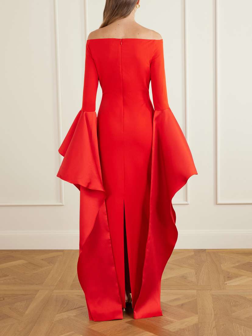 Solace London Astria Draped Satin-trimmed Crepe Gown | Thumbnail 3 Solace London Astria Draped Satin-trimmed Crepe Gown | Thumbnail 3