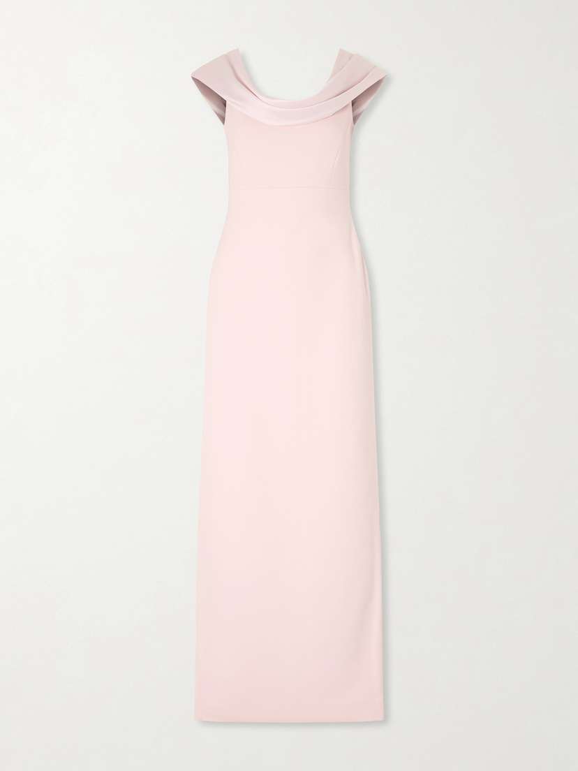 Solace London Adele Draped Satin-trimmed Crepe Maxi Dress