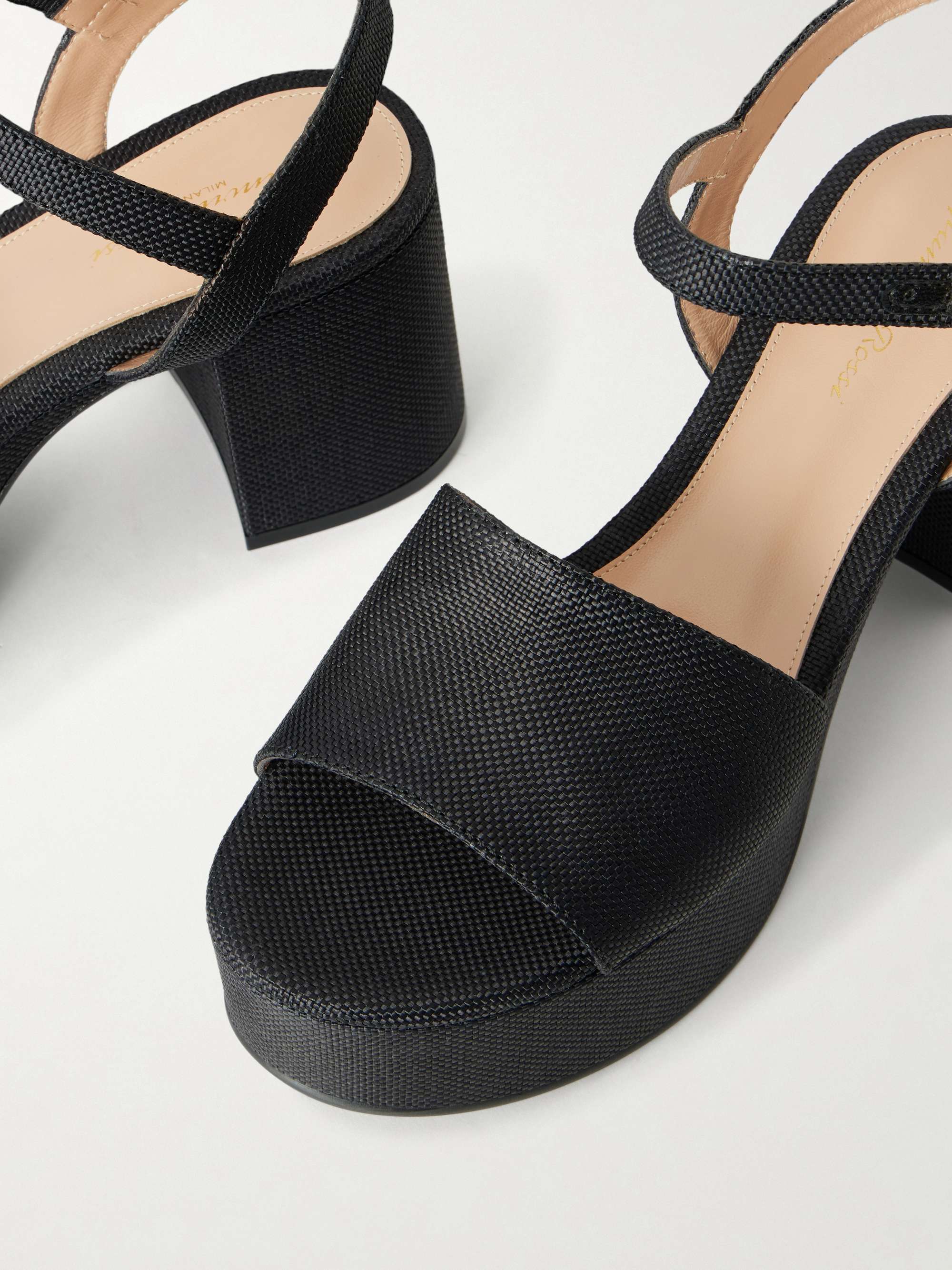 GIANVITO ROSSI Carol 35 raffia platform sandals | NET-A-PORTER