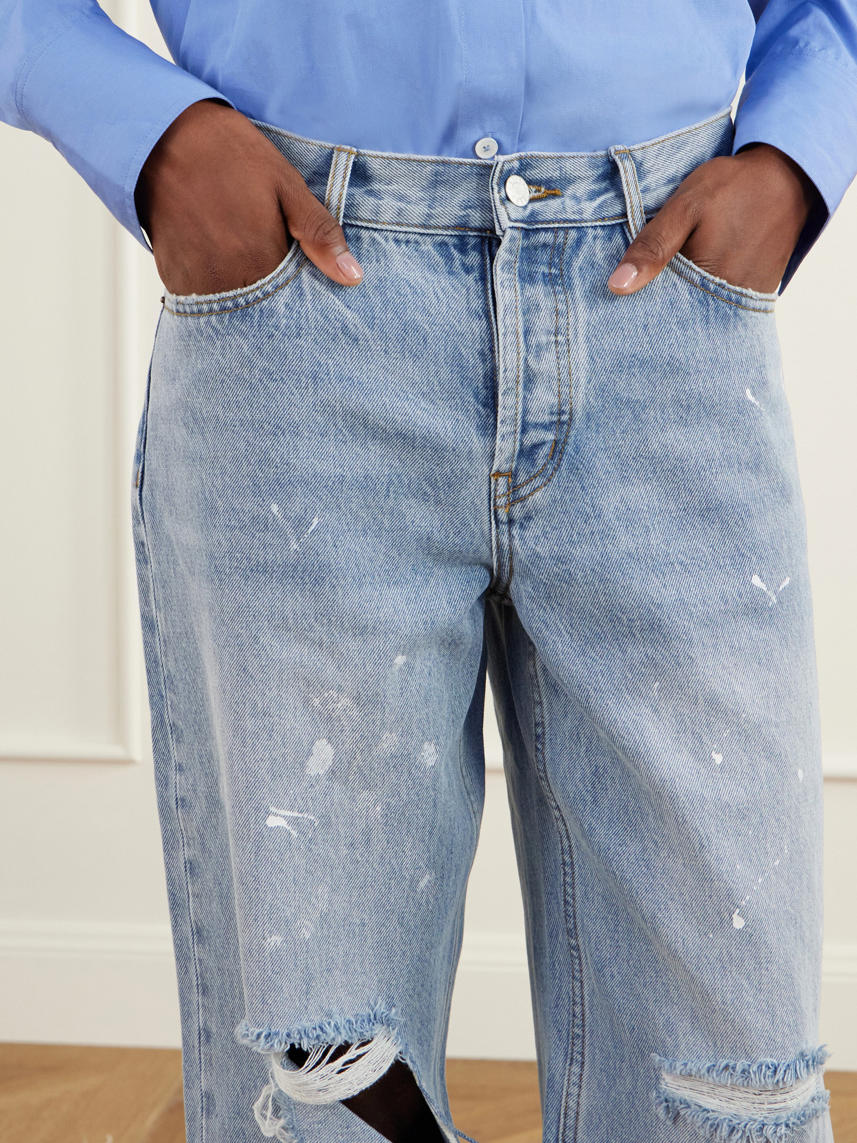 Painter Distressed Mid-Rise Straight-Leg Jeans