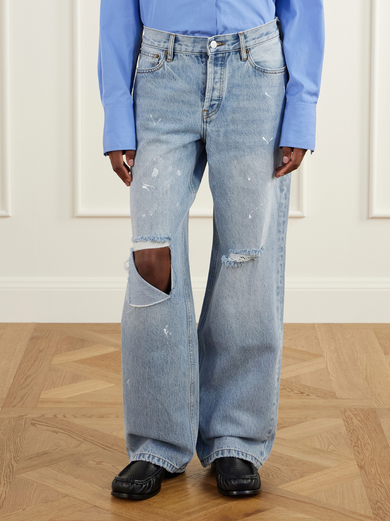 Painter Distressed Mid-Rise Straight-Leg Jeans