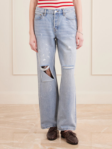 Still Here Painter distressed mid-rise straight-leg jeans