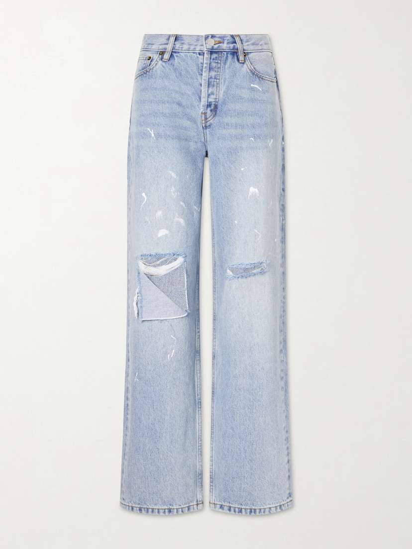 STILL HERE Painter Distressed Mid-rise Straight-leg Jeans