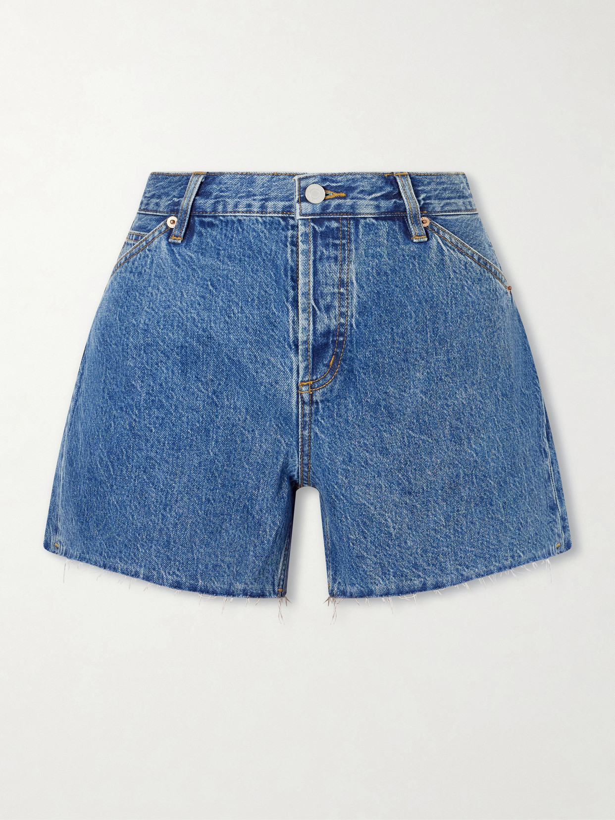 Still Here Straight-leg Denim Shorts In Blue
