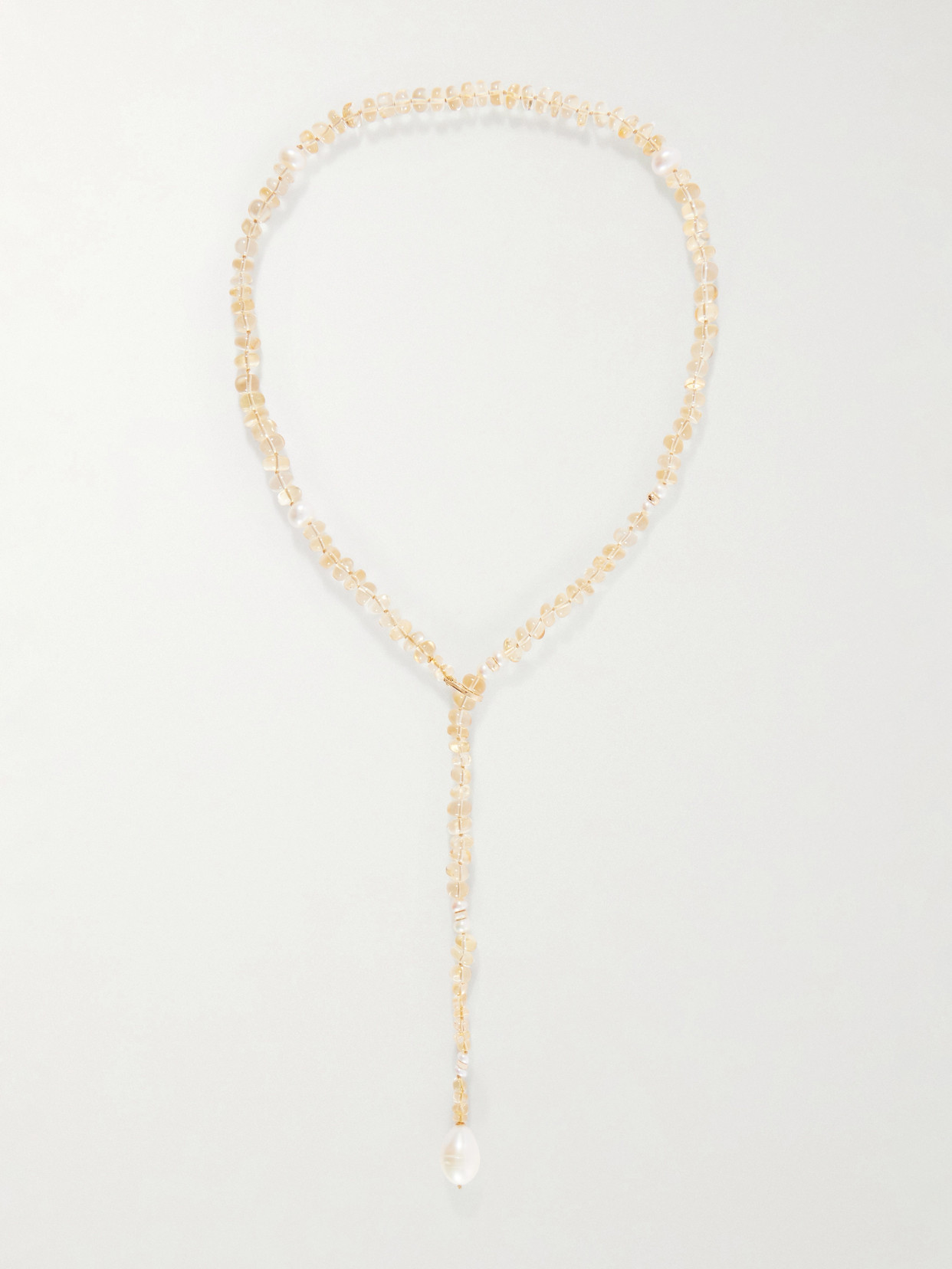 Loren Stewart Solstice Sautoir 14-karat Gold, Pearl And Citrine Beaded Necklace