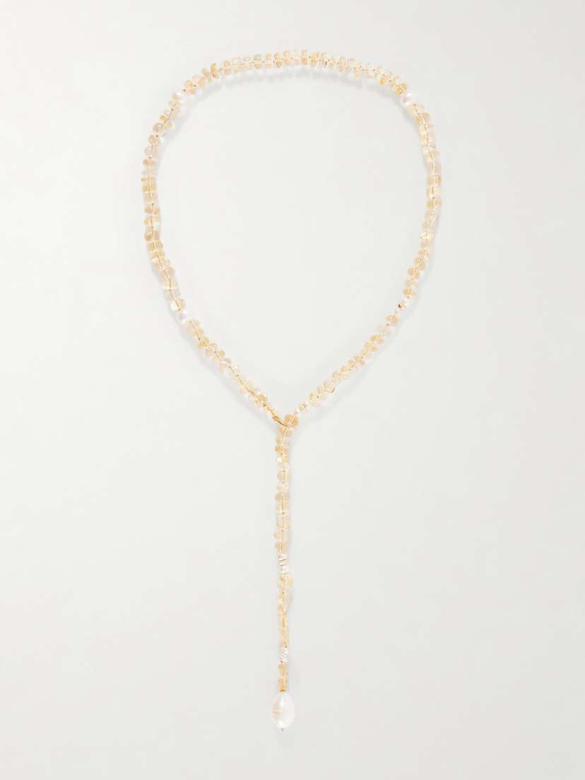 Loren Stewart Solstice Sautoir 14-karat Gold, Pearl And Citrine Beaded Necklace