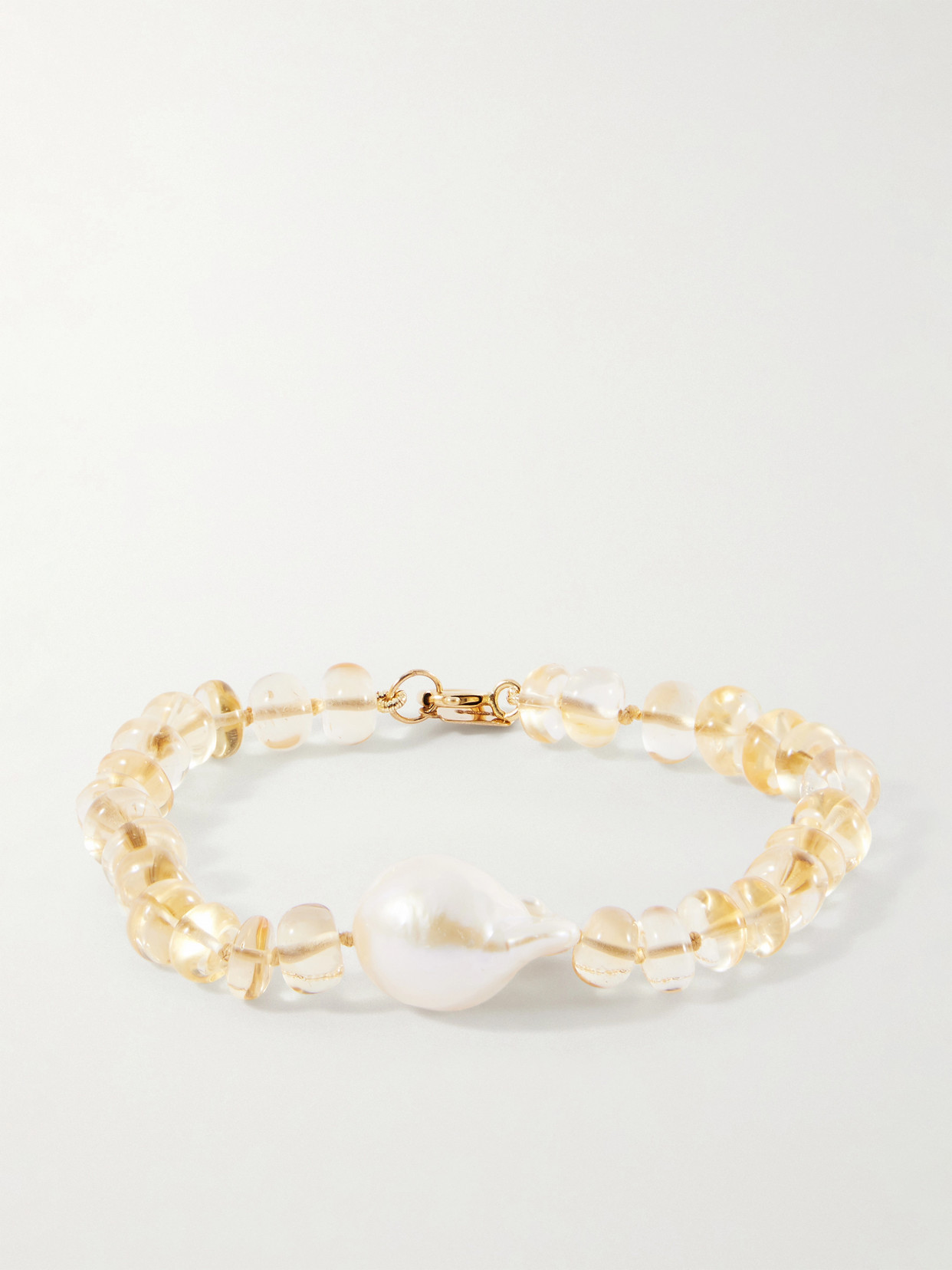 Loren Stewart Sunsalt Baroque 14-karat Gold, Citrine And Pearl Beaded Bracelet