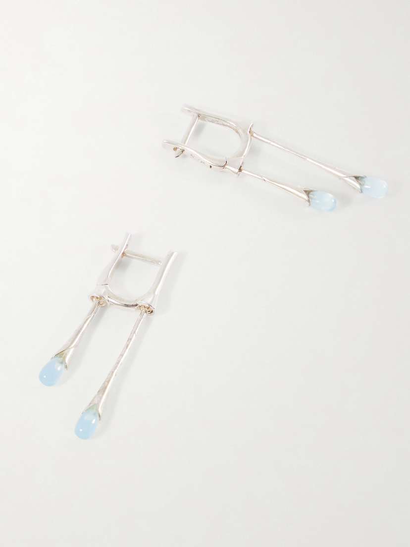 Loren Stewart Gocciola Sterling Silver And Chalcedony Hoop Earrings | Thumbnail 3 Loren Stewart Gocciola Sterling Silver And Chalcedony Hoop Earrings | Thumbnail 3