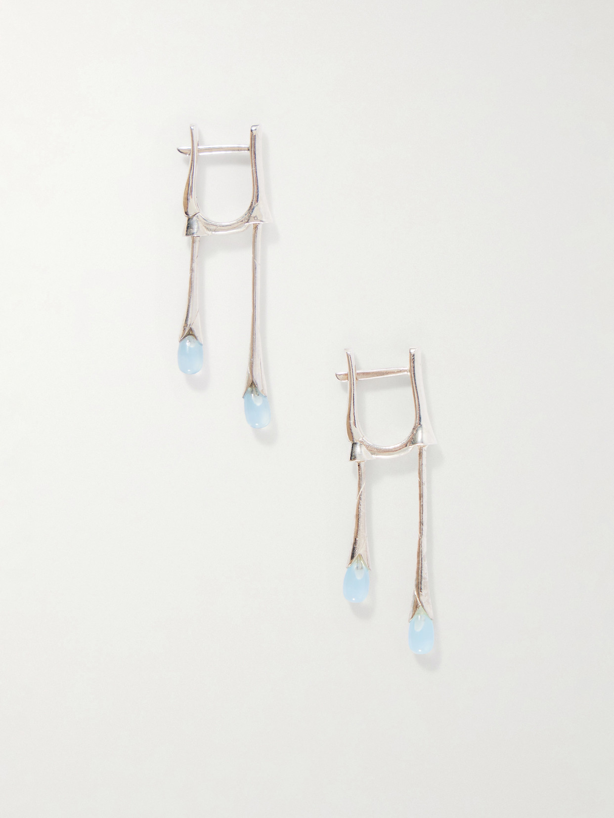 Loren Stewart Gocciola Sterling Silver And Chalcedony Hoop Earrings