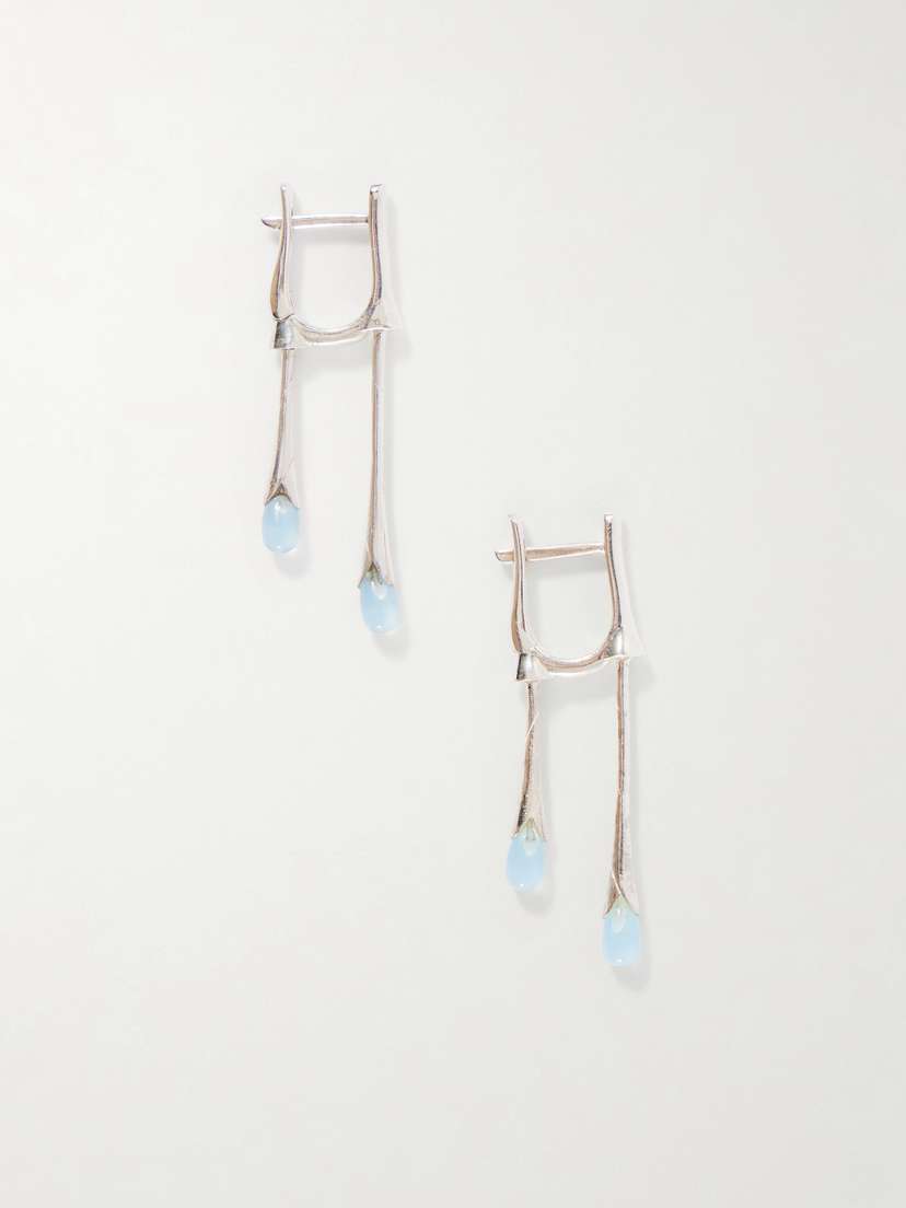 Loren Stewart Gocciola Sterling Silver And Chalcedony Hoop Earrings