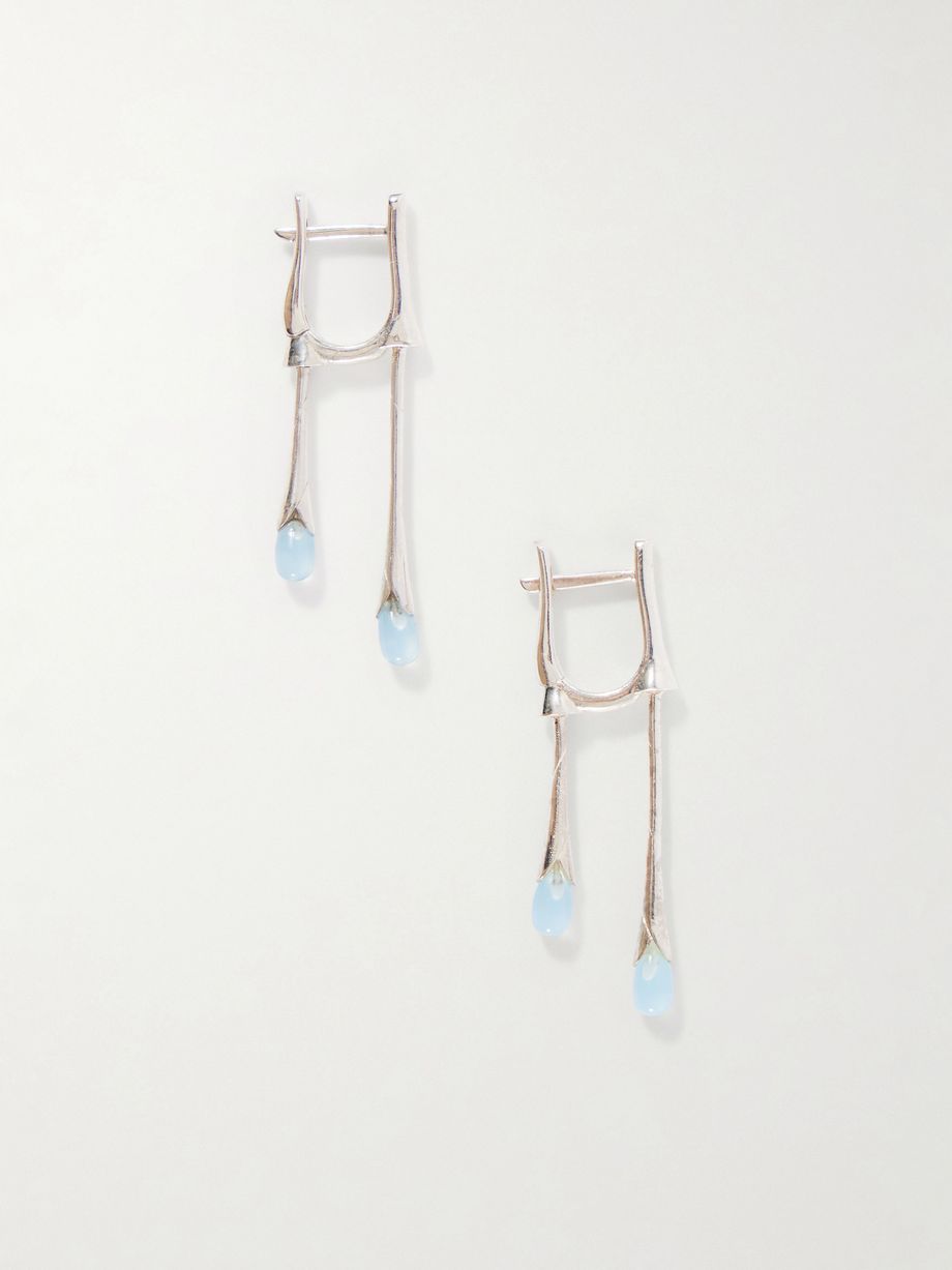 Gocciola sterling silver and chalcedony hoop earrings