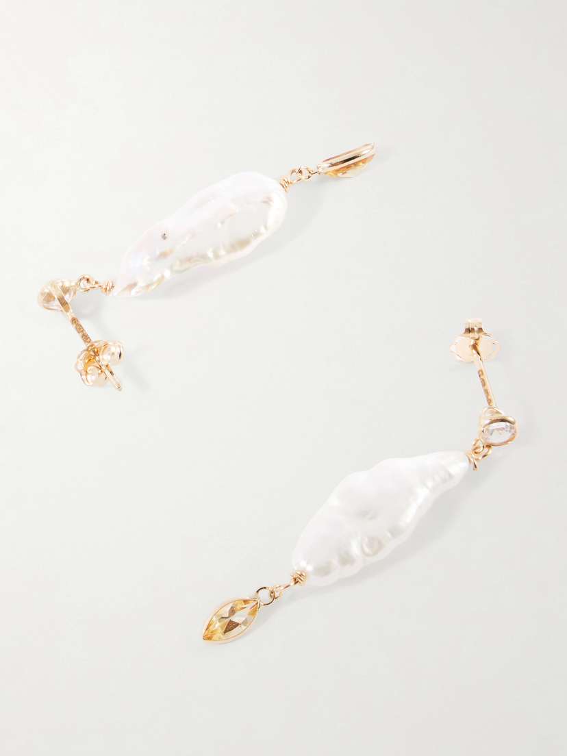 Loren Stewart Marisol 14-karat Gold, Citrine, Sapphire And Pearl Earrings | Thumbnail 3 Loren Stewart Marisol 14-karat Gold, Citrine, Sapphire And Pearl Earrings | Thumbnail 3