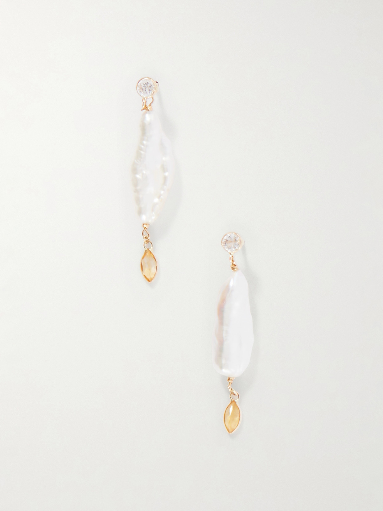 Loren Stewart Marisol 14-karat Gold, Citrine, Sapphire And Pearl Earrings