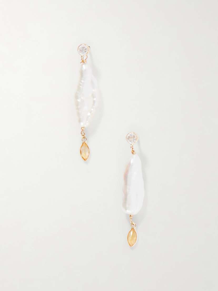Loren Stewart Marisol 14-karat Gold, Citrine, Sapphire And Pearl Earrings