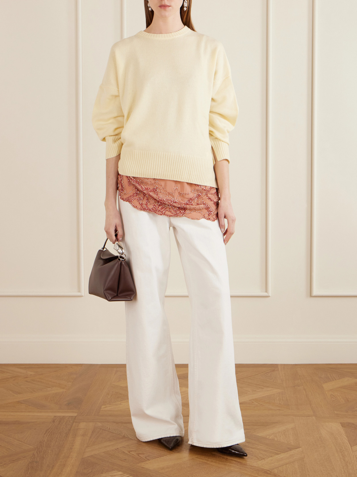 Erdem Bloom Medium Leather Shoulder Bag In Red