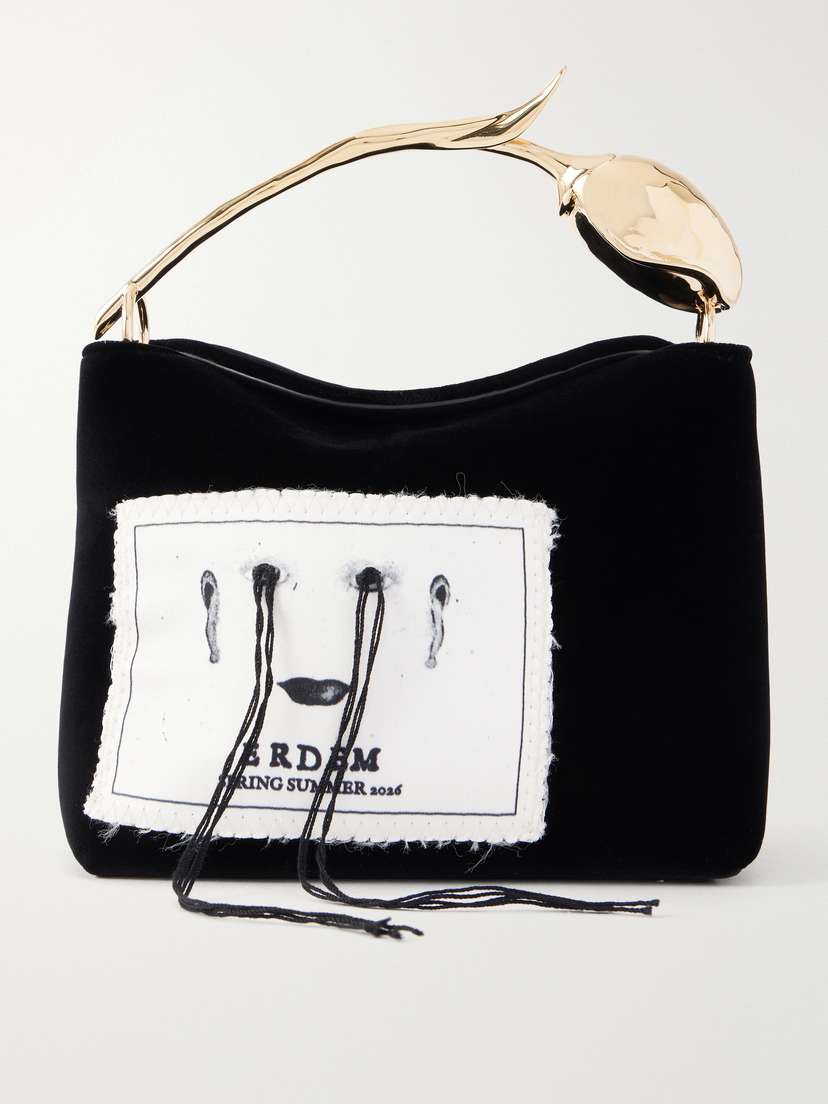Erdem Bloom Mini Appliquéd Velvet Clutch Bag