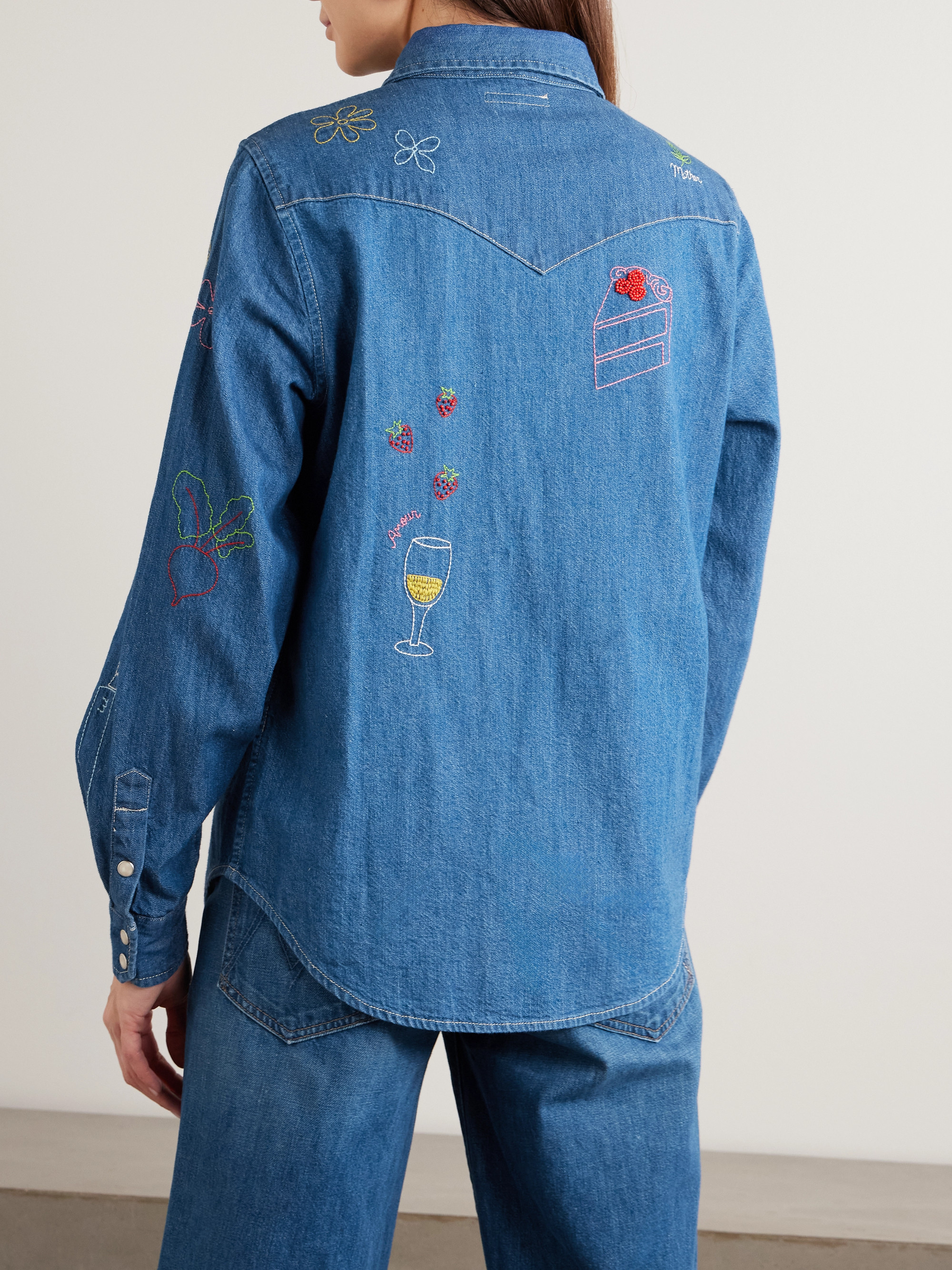 MOTHER All My Eyes embroidered denim shirt