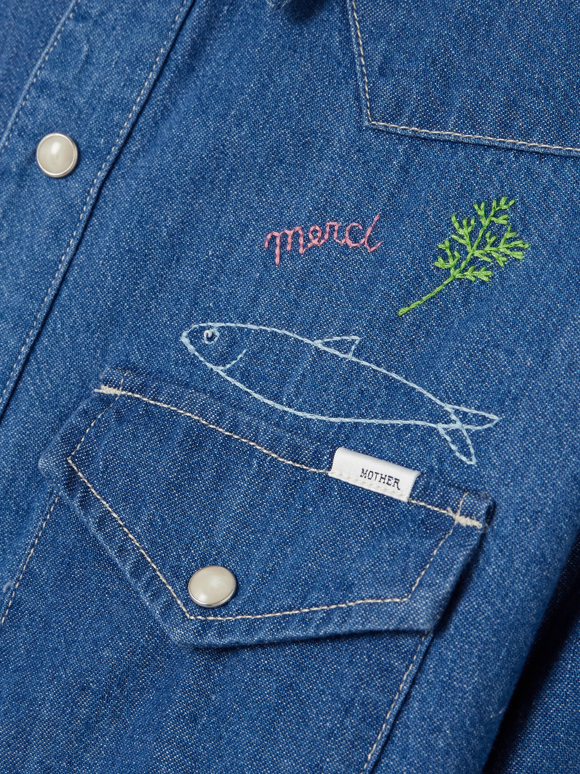 MOTHER All My Eyes embroidered denim shirt