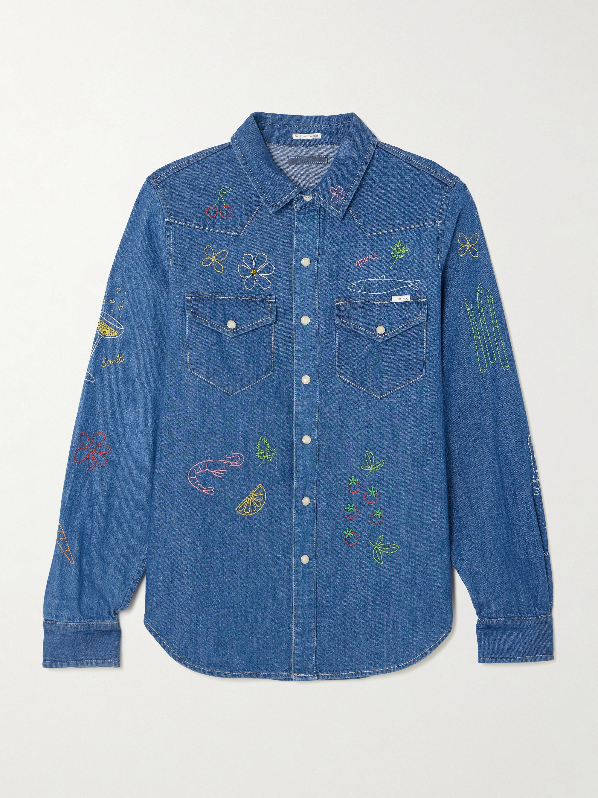 MOTHER All My Eyes embroidered denim shirt