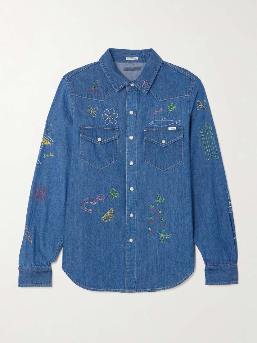 Mother All My Eyes Embroidered Denim Shirt