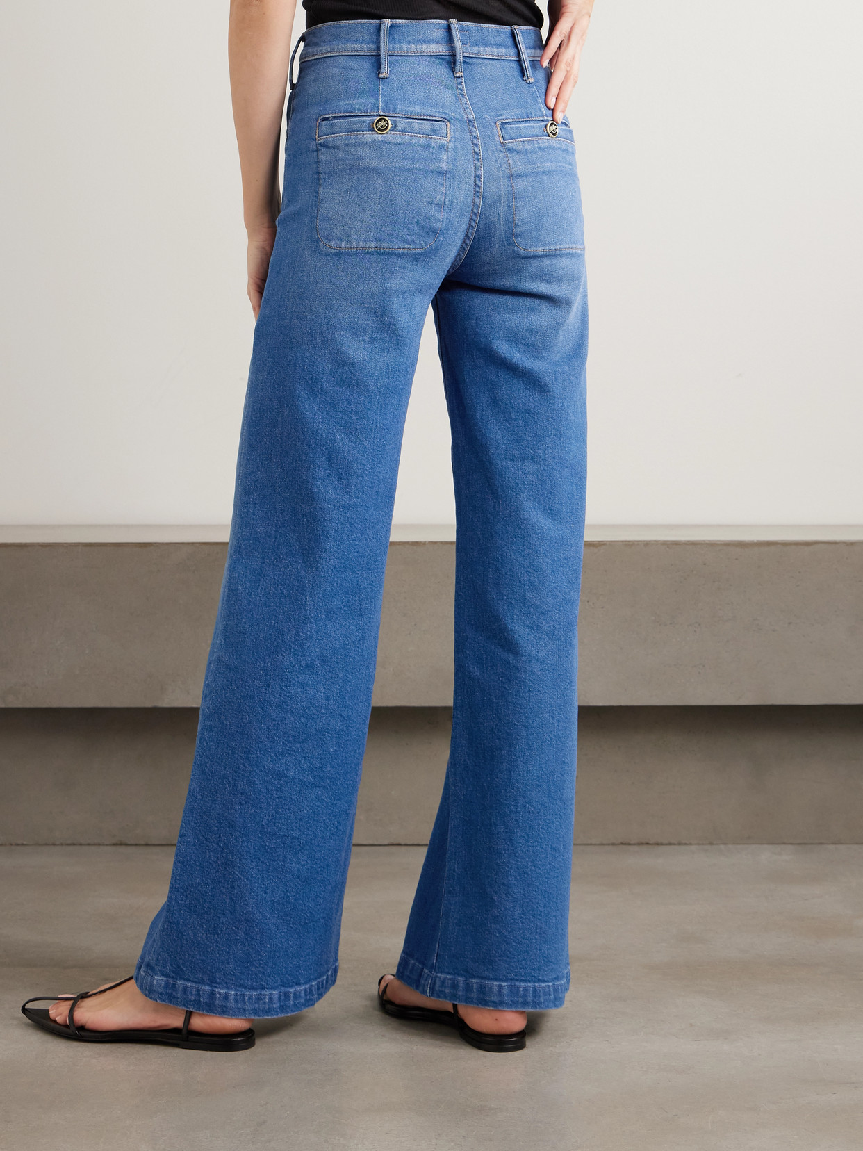 Mother Womens Whisk Me Away Hustler Roller Sneak Wide-leg Denim Jeans In Blue