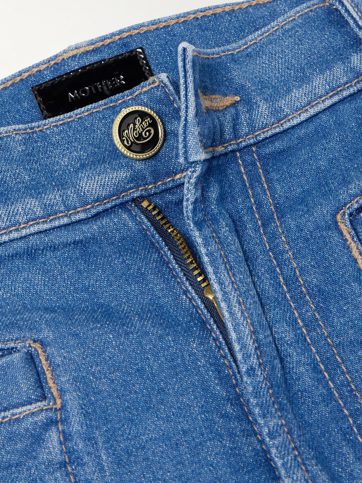 Mother Womens Whisk Me Away Hustler Roller Sneak Wide-leg Denim Jeans In Blue