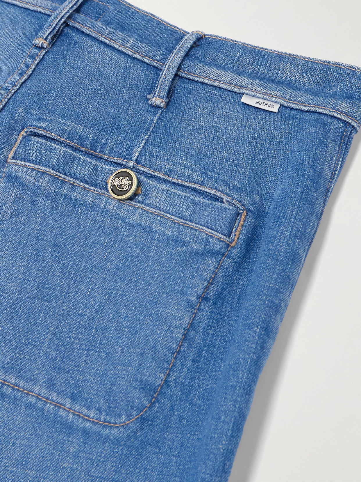 Mother Womens Whisk Me Away Hustler Roller Sneak Wide-leg Denim Jeans In Blue