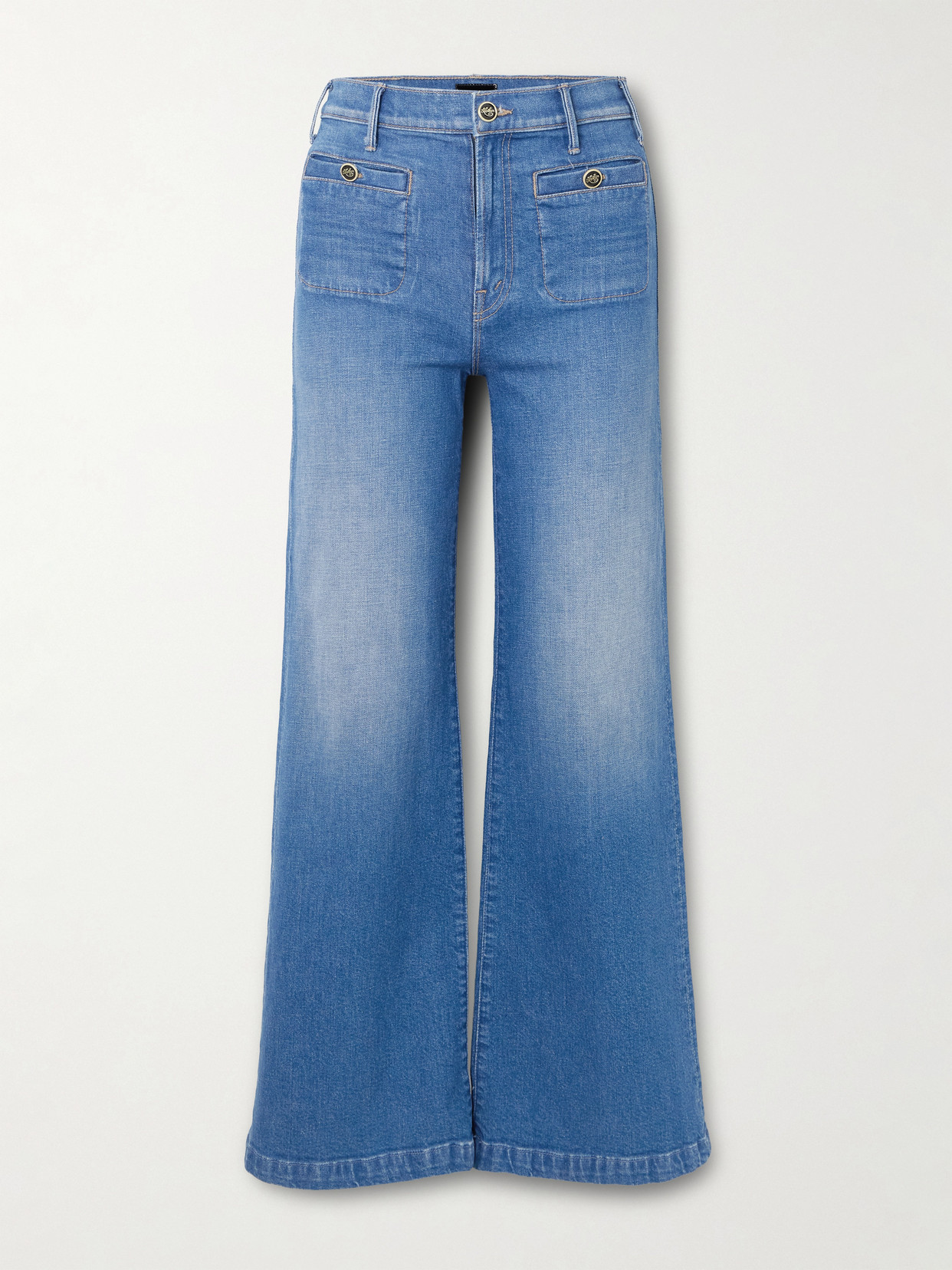 Mother Stashed Hustler Roller Sneak High-rise Bootcut Jeans In Blue