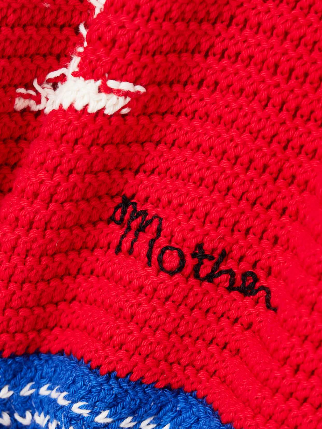 Mother Womens Bottoms Up The Mini Logo Cotton-crochet Jumper Xs In Red