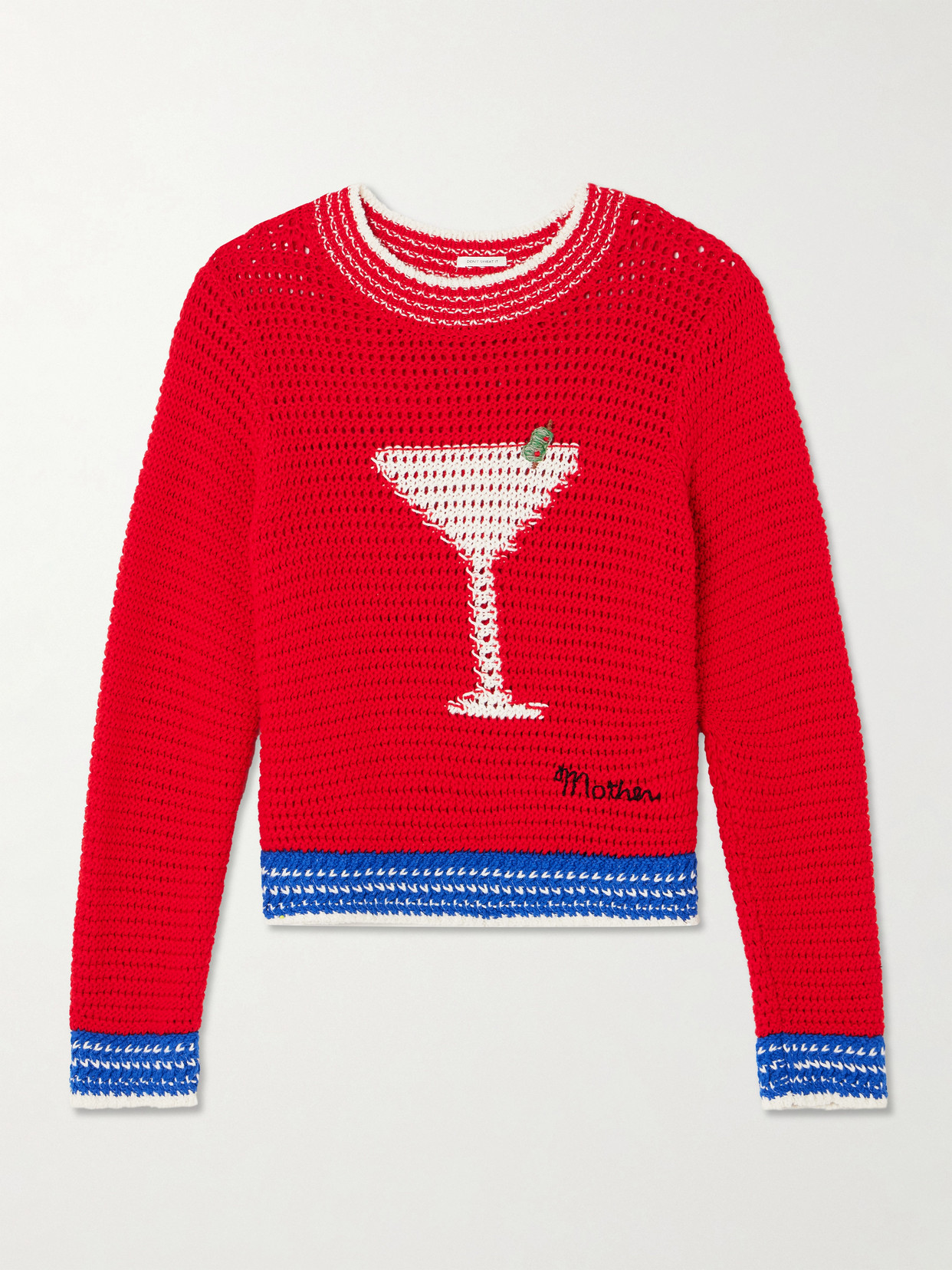 Mother Womens Bottoms Up The Mini Logo Cotton-crochet Jumper Xs In Red