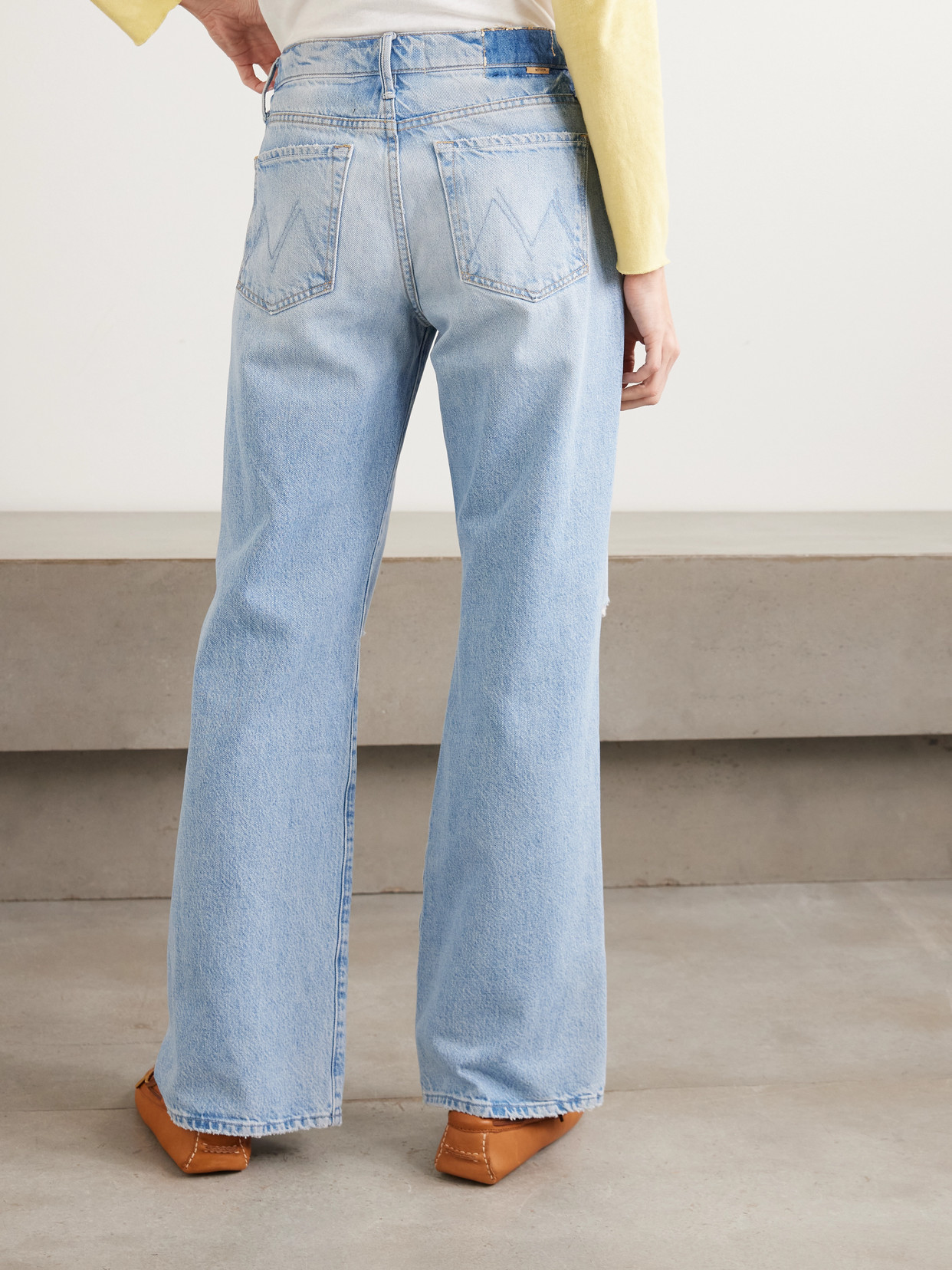 Maven Sneak Distressed High-Rise Straight-Leg Jeans