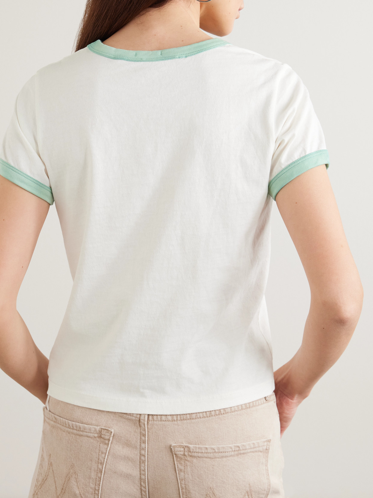 Itty Bitty Cropped Flocked Cotton-Jersey T-Shirt