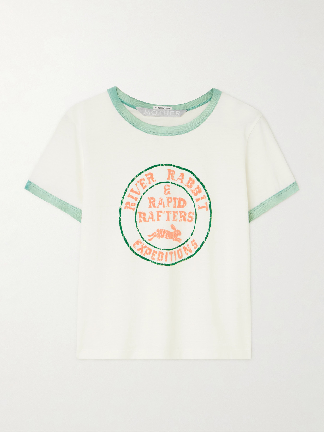 Mother Itty Bitty Cropped Flocked Cotton-jersey T-shirt In White