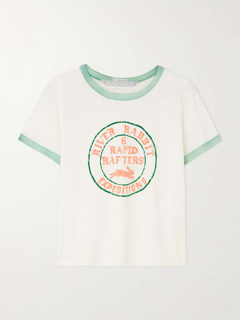 Mother Itty Bitty Cropped Flocked Cotton-jersey T-shirt