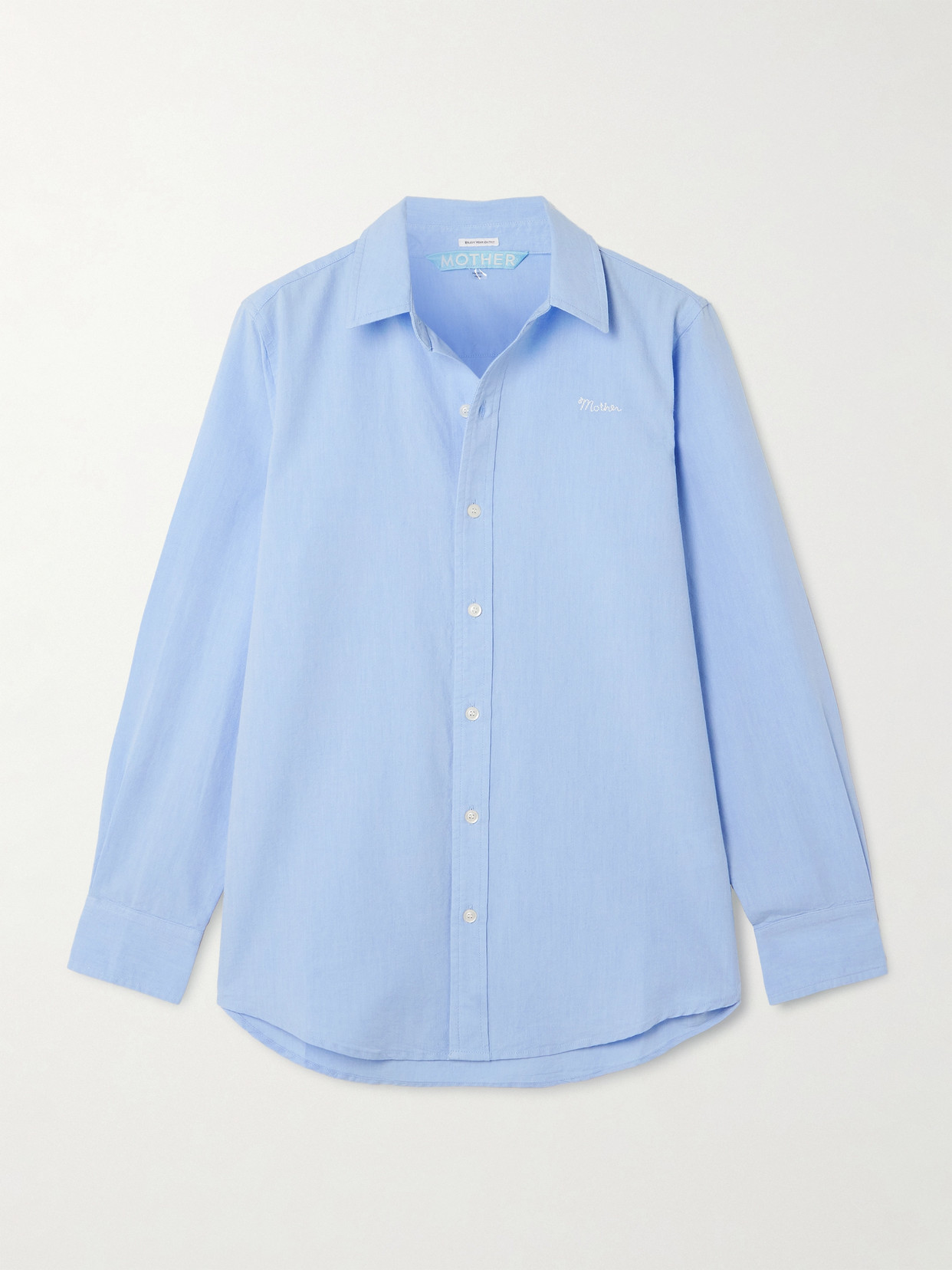 Mother The Bestie Embroidered Cotton Shirt In Blue