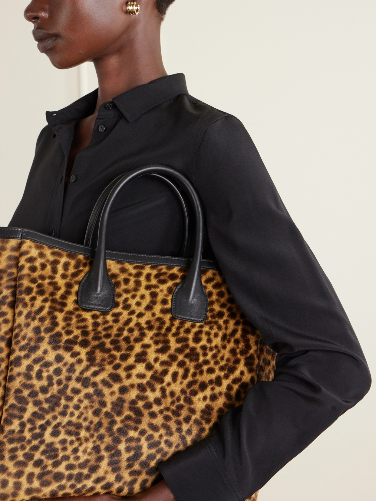 Freddie Leather-Trimmed Animal-Print Calf Hair Tote