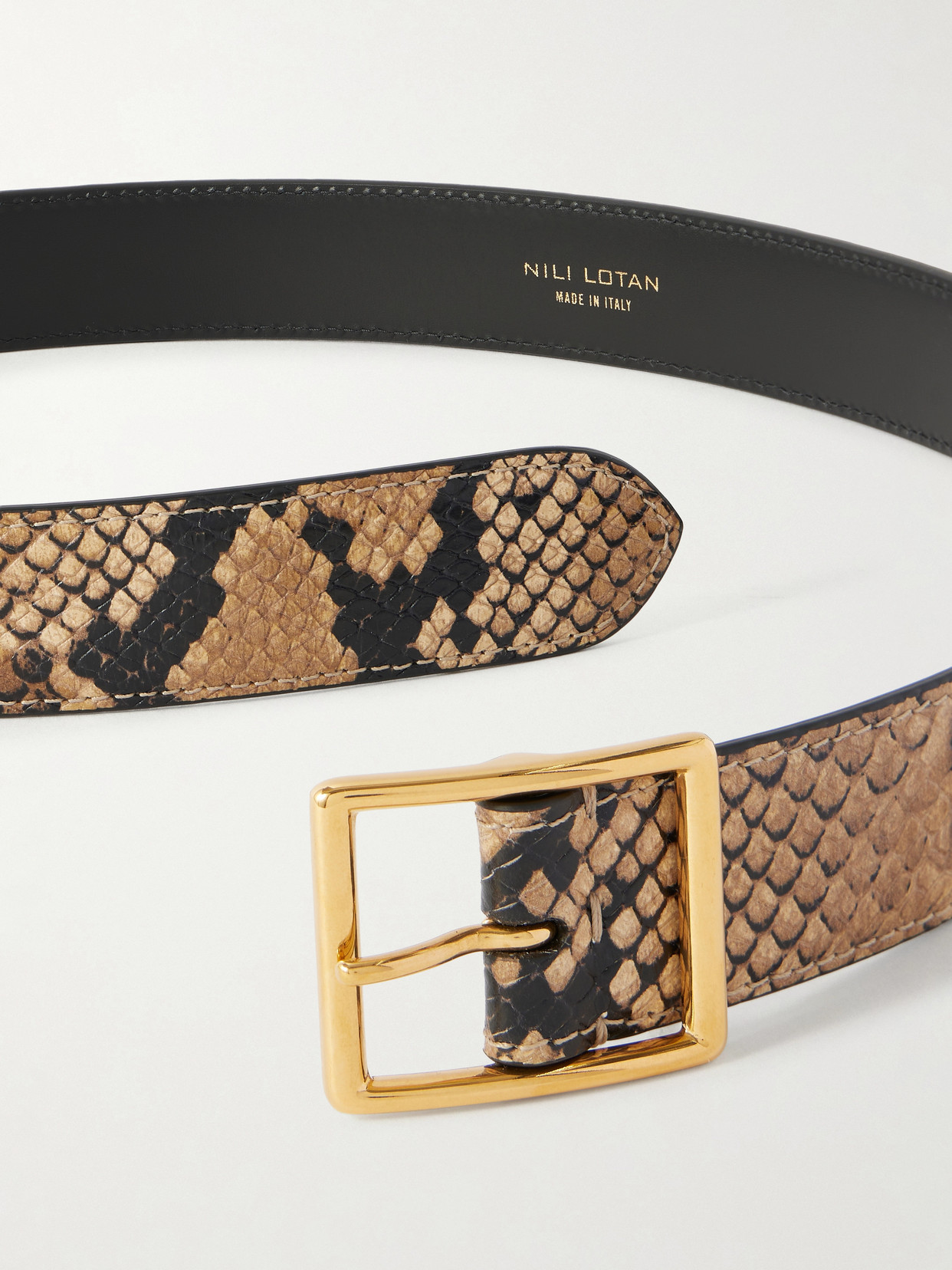Nili Lotan Gabriele Snakeskin-embossed Leather Belt In Brown