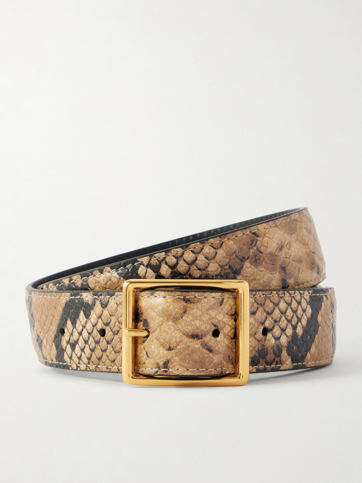 Nili Lotan Gabriele Snakeskin-embossed Leather Belt In Brown