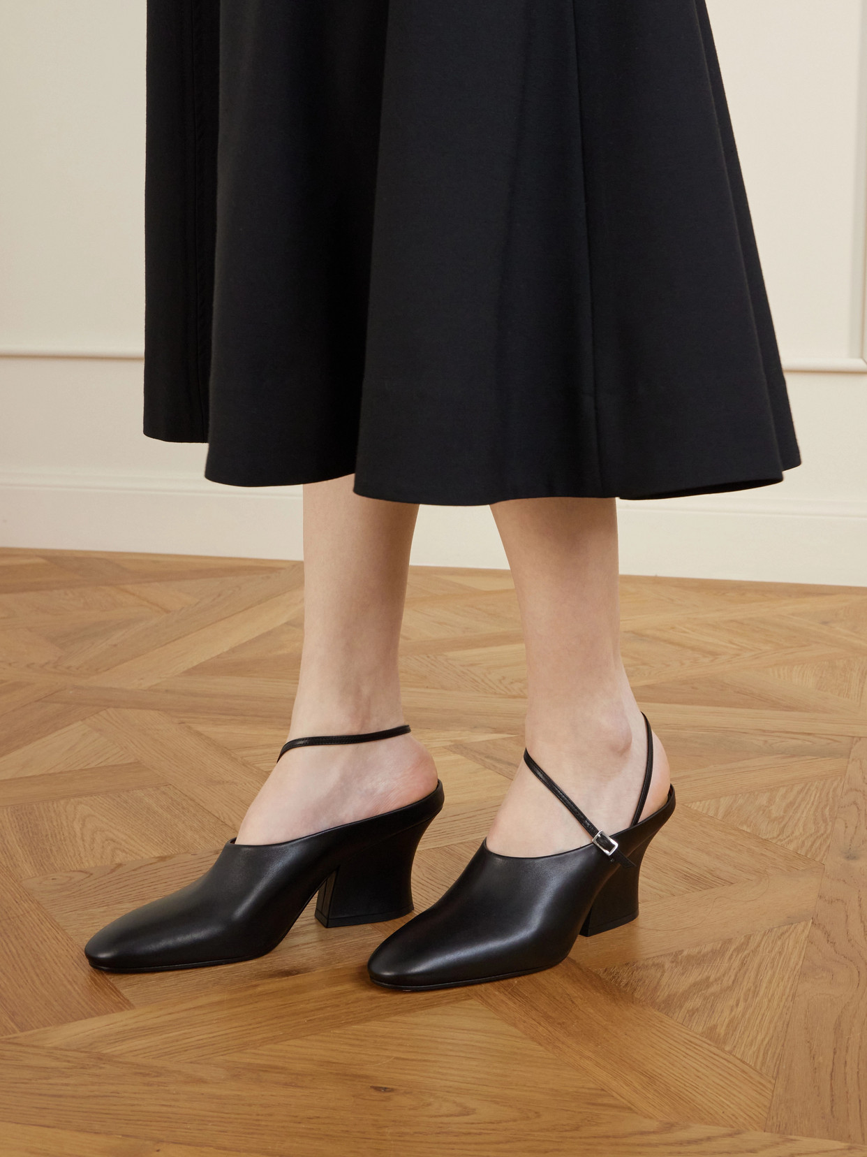 Grained-Leather Mules