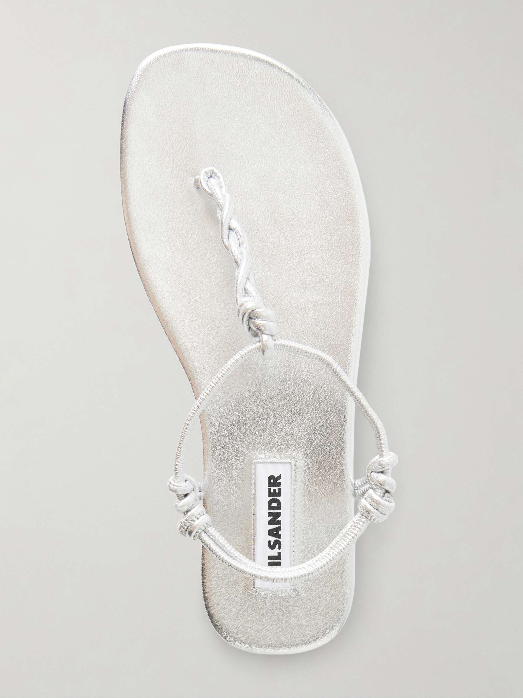 JIL SANDER Braided metallic leather sandals | NET-A-PORTER