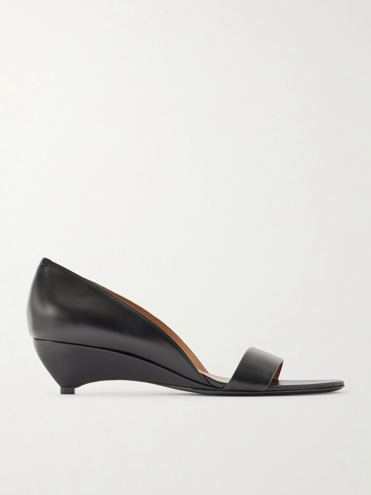 Jil Sander Leather Wedge Sandals In Black